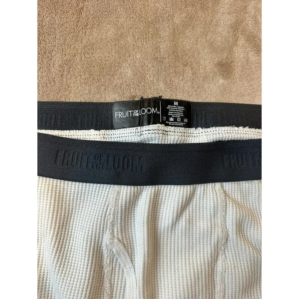 Fruit of the Loom Waffle Thermal Long Johns Pants White Large Men